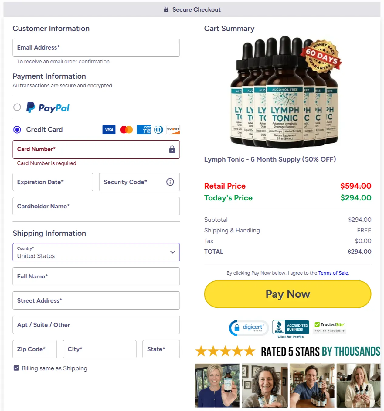 official lymph tonic checkout page